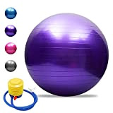 TOMSHOO Ballon de yoga anti-éclatement épais et stable lilas 45 cm