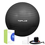 TOPLUS Ballon Fitness Yoga, Balle d'exercice Gymnastique, Anti-éclatement et très épais, Ballon pour Le Yoga, Le Pilates, Le Fitness (Noir, ...