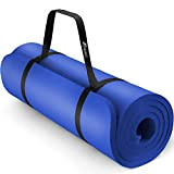 TRESKO Tapis d'exercice Fitness Tapis de Yoga Tapis de Pilates Tapis de Gymnastique, sans Phtalates/en Mousse NBR (Bleu Marine, 185 ...