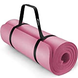TRESKO Tapis d'exercice fitness yoga pilates gym, 185 x 60 cm, en Mousse NBR (Rose, 185 x 60 x 1,5cm)