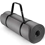 TRESKO Tapis d'exercice Fitness Yoga Pilates Gym, 185 x 60 cm, en Mousse NBR (Gris, 185 x 60 x 1,0cm)
