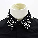 VOVOL Faux col de chemise détachable pour femme avec perles