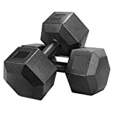 Yaheetech 2 x Haltères Hexagone 10kg Haltères/Dumbbell Musculation Fitness en Fer et PVC pour Entraînement/Musculaire Haltérophilie Noir