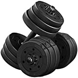 Yaheetech Haltères Musculation 2 x 10kg Home Gym 12 Plaques Différents Poids Paire d'Haltères Kit Haltères en Métal Noir