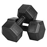 Yaheetech Lot de 2 Haltères Hexagone 2x5kg /7,5kg ou 10kg Dumbbell Musculation Fitness pour Homme et Femme en Fer et ...