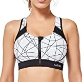 Yvette Femme Soutien-Gorge de Sport Avant Zipper Push Up Bra Vest sous-vêtements de Sport pour Fitness Yoga Course